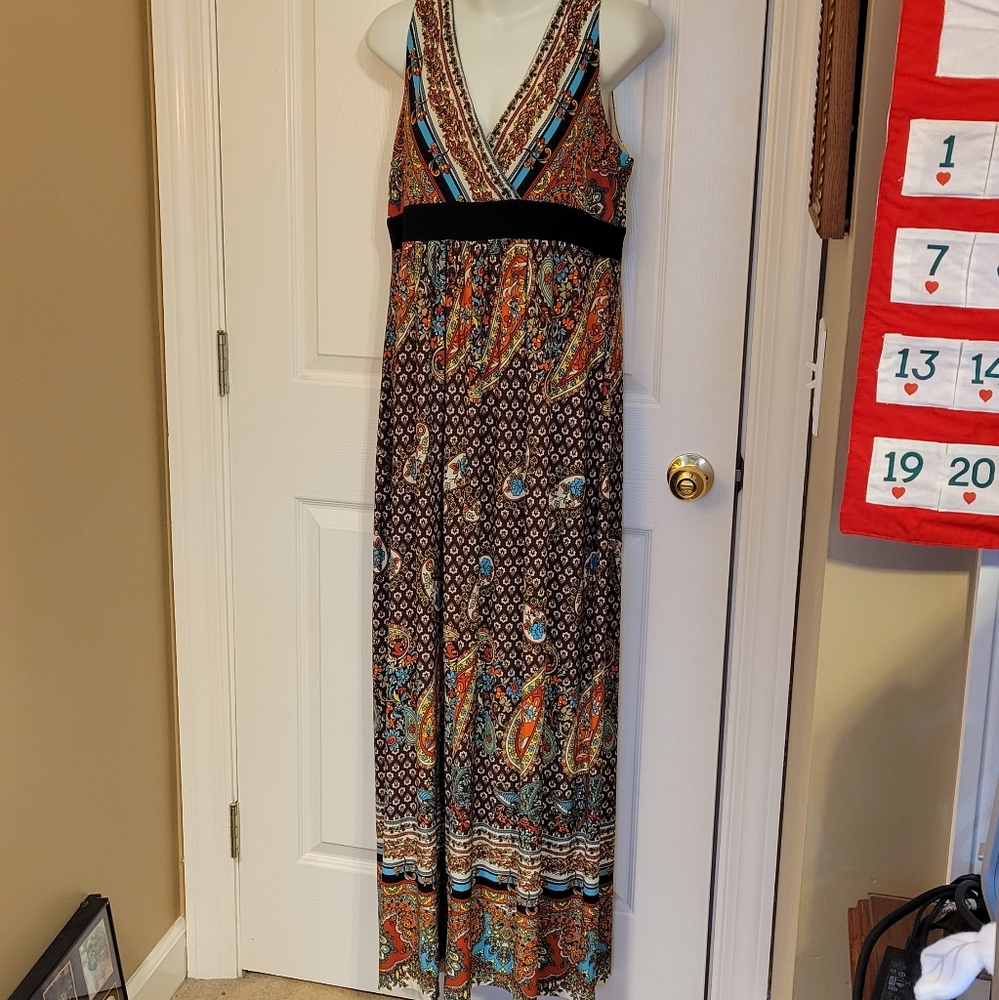 Ronni Nicole Maxi Dress Size 14 Paisley Floral Pattern